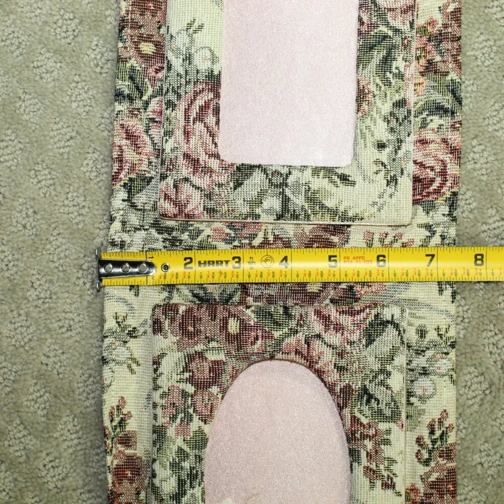 Vtg Mauve Maroon Ivory Fabric Tapestry Hanging 3 Frames Tapestry a 3x3 & (2) 3x5